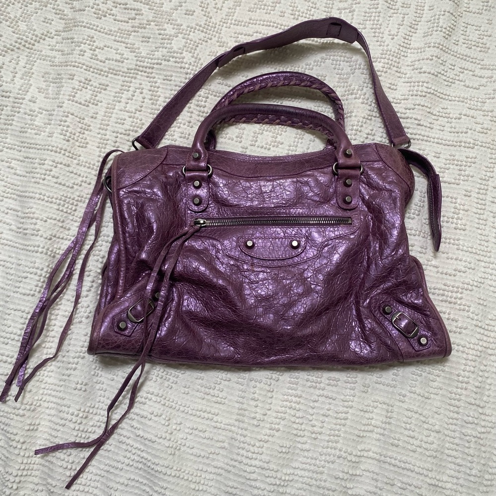 MEDIUM PURPLE BALENCIAGA LE CITY SHOULDER BAG